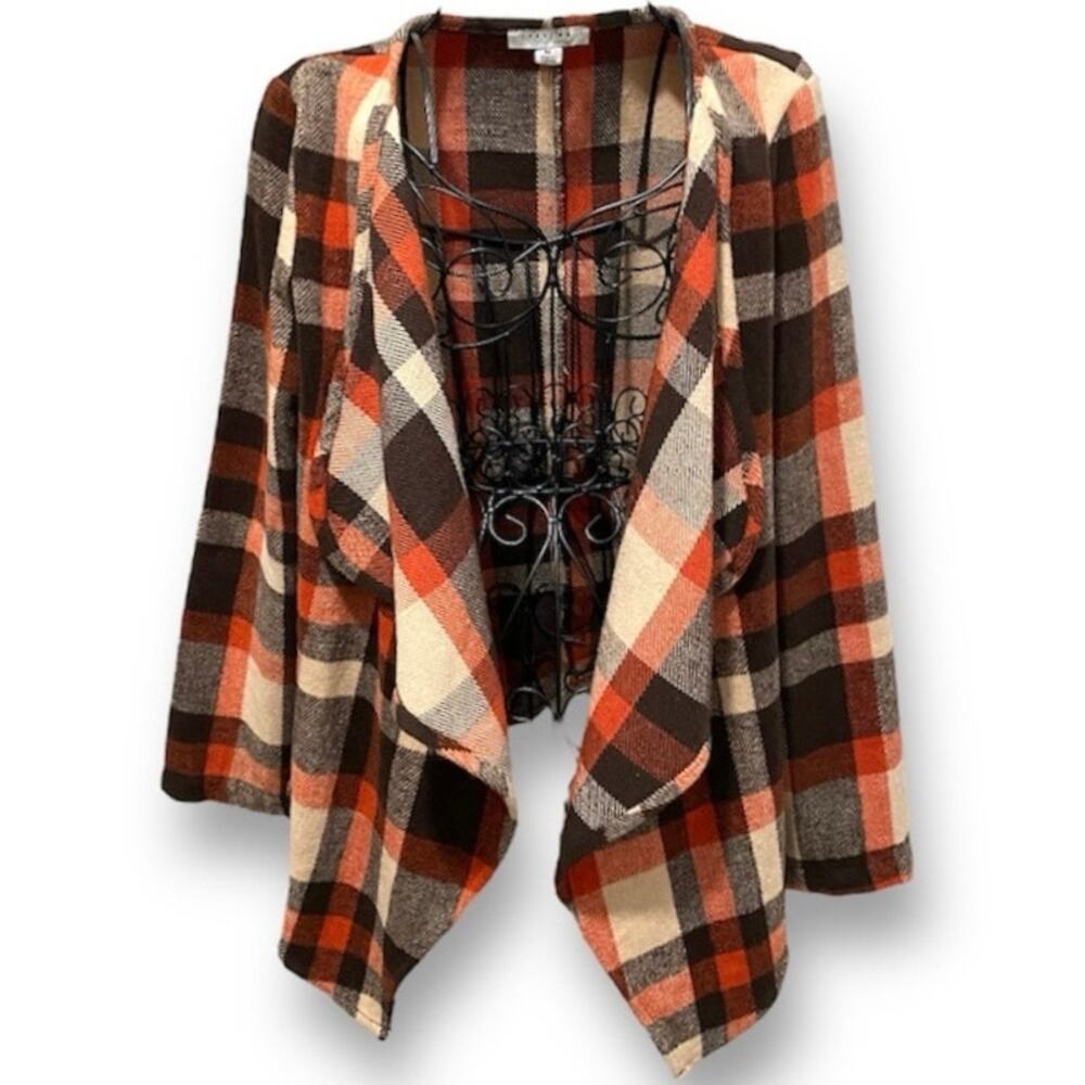 FAVLUX Plaid Jacket Size MEDIUM Fall Colors Polyester Flannel Relaxed Fit